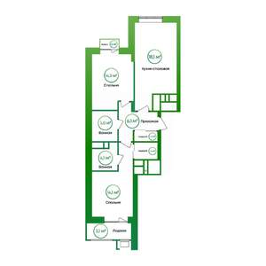 2-к квартира, вторичка, 68м2, 7/16 этаж
