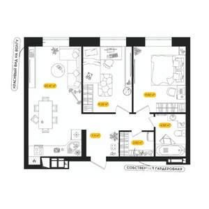 2-к квартира, вторичка, 58м2, 2/24 этаж