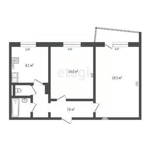 2-к квартира, вторичка, 55м2, 5/9 этаж