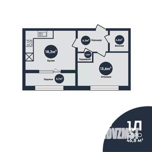 1-к квартира, строящийся дом, 51м2, 3/7 этаж