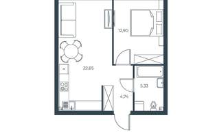 1-к квартира, вторичка, 46м2, 4/30 этаж