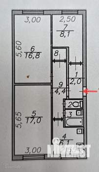 3-к квартира, вторичка, 61м2, 1/5 этаж