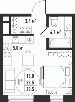 1-к квартира, вторичка, 29м2, 24/24 этаж