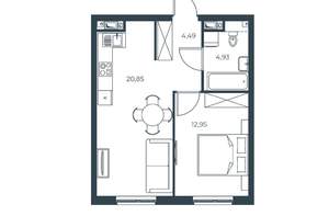 1-к квартира, вторичка, 43м2, 7/30 этаж