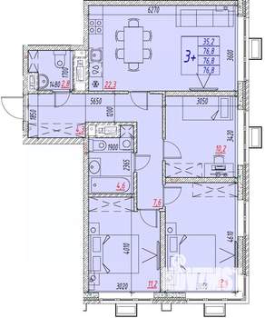 4-к квартира, вторичка, 77м2, 12/25 этаж