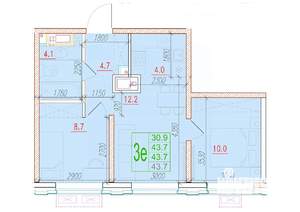 3-к квартира, вторичка, 44м2, 12/24 этаж