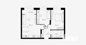 2-к квартира, вторичка, 58м2, 9/23 этаж