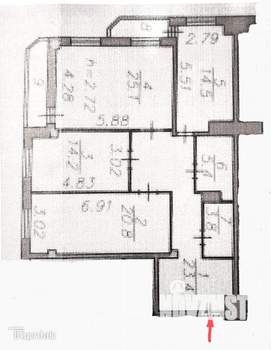 3-к квартира, вторичка, 107м2, 8/9 этаж