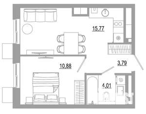 1-к квартира, вторичка, 35м2, 18/18 этаж