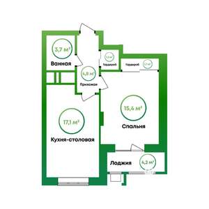 1-к квартира, вторичка, 46м2, 6/16 этаж