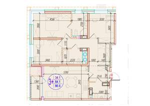 3-к квартира, вторичка, 87м2, 8/25 этаж