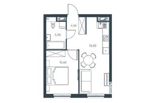 1-к квартира, вторичка, 41м2, 13/30 этаж