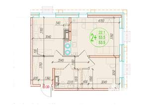 2-к квартира, вторичка, 54м2, 16/25 этаж