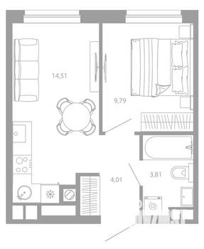 1-к квартира, вторичка, 32м2, 13/26 этаж