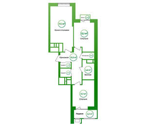 2-к квартира, вторичка, 65м2, 6/16 этаж