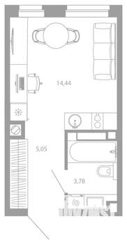 Студия квартира, вторичка, 23м2, 3/26 этаж