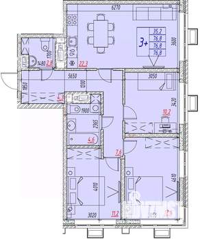 4-к квартира, вторичка, 77м2, 14/25 этаж