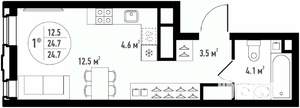 1-к квартира, вторичка, 25м2, 20/24 этаж