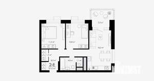 2-к квартира, вторичка, 58м2, 1/23 этаж