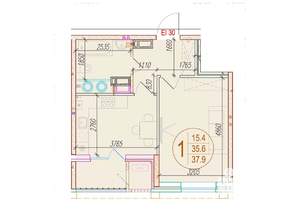1-к квартира, вторичка, 38м2, 21/25 этаж