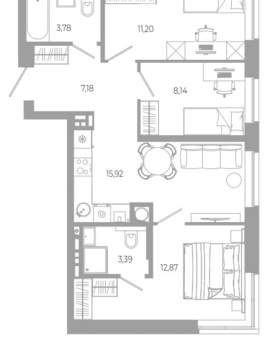 3-к квартира, вторичка, 62м2, 7/18 этаж