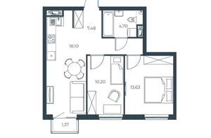 2-к квартира, вторичка, 55м2, 16/30 этаж