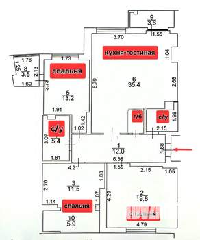 3-к квартира, вторичка, 104м2, 4/17 этаж