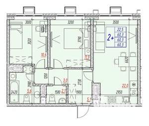 3-к квартира, вторичка, 60м2, 20/25 этаж