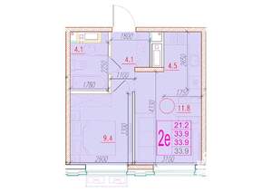 2-к квартира, вторичка, 34м2, 23/24 этаж