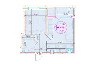 1-к квартира, вторичка, 43м2, 3/25 этаж