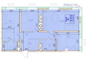 3-к квартира, вторичка, 85м2, 13/18 этаж