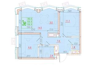 3-к квартира, вторичка, 53м2, 20/24 этаж