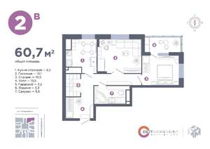 2-к квартира, вторичка, 61м2, 15/25 этаж