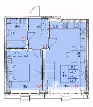 2-к квартира, вторичка, 44м2, 3/25 этаж