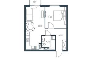 1-к квартира, вторичка, 46м2, 11/30 этаж