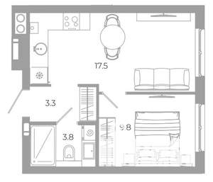 1-к квартира, вторичка, 34м2, 24/25 этаж