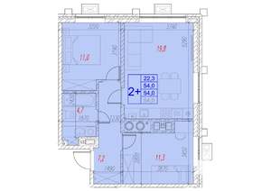 2-к квартира, вторичка, 54м2, 17/17 этаж