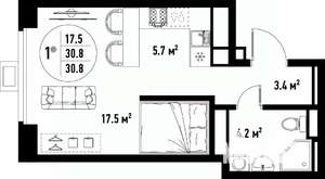 1-к квартира, вторичка, 31м2, 12/25 этаж