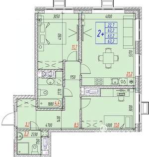 3-к квартира, вторичка, 63м2, 7/25 этаж