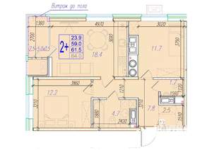 2-к квартира, вторичка, 62м2, 14/18 этаж