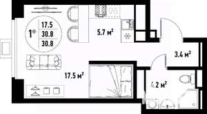 1-к квартира, вторичка, 31м2, 8/25 этаж