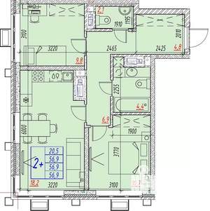 3-к квартира, вторичка, 57м2, 14/25 этаж