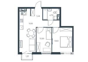 2-к квартира, вторичка, 55м2, 16/30 этаж