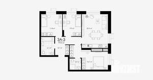 3-к квартира, вторичка, 77м2, 12/23 этаж