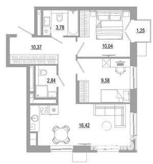 2-к квартира, вторичка, 54м2, 17/18 этаж