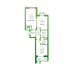 2-к квартира, вторичка, 67м2, 9/16 этаж