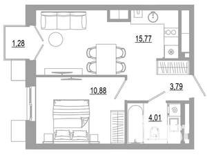 1-к квартира, вторичка, 36м2, 17/18 этаж