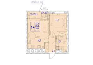 1-к квартира, вторичка, 39м2, 15/17 этаж