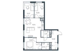 3-к квартира, вторичка, 78м2, 23/30 этаж