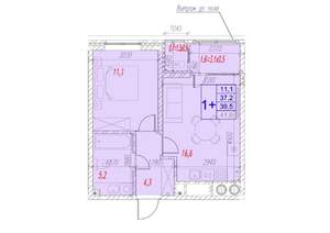 1-к квартира, вторичка, 40м2, 1/17 этаж